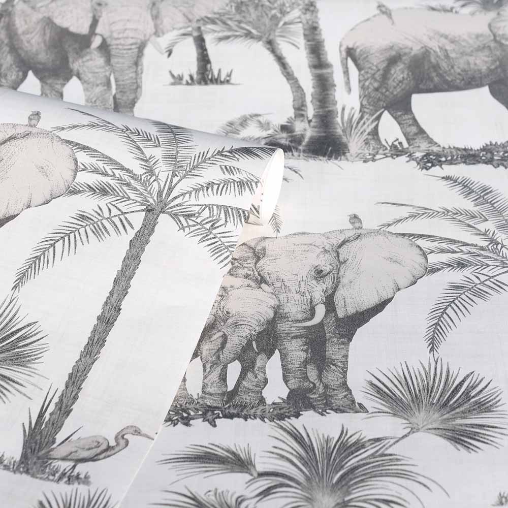 Arthouse Peel & Stick Elephant Grove Charcoal Wallpaper Image 3