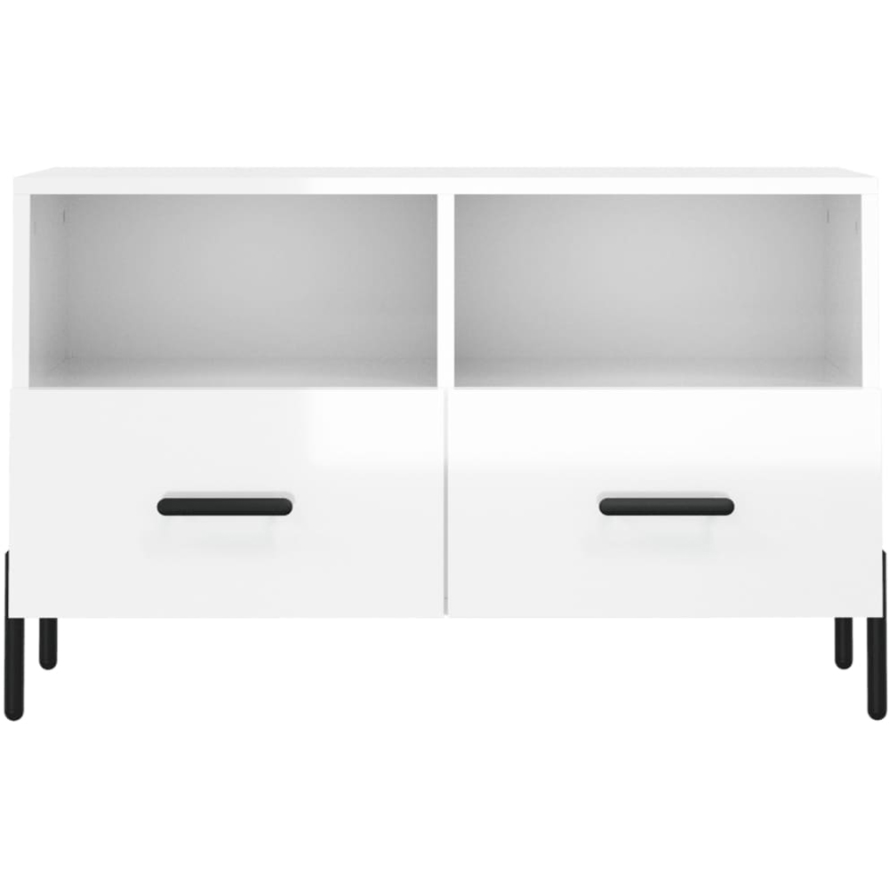vidaXL 2 Drawer 2 Shelf White TV Cabinet Image 3