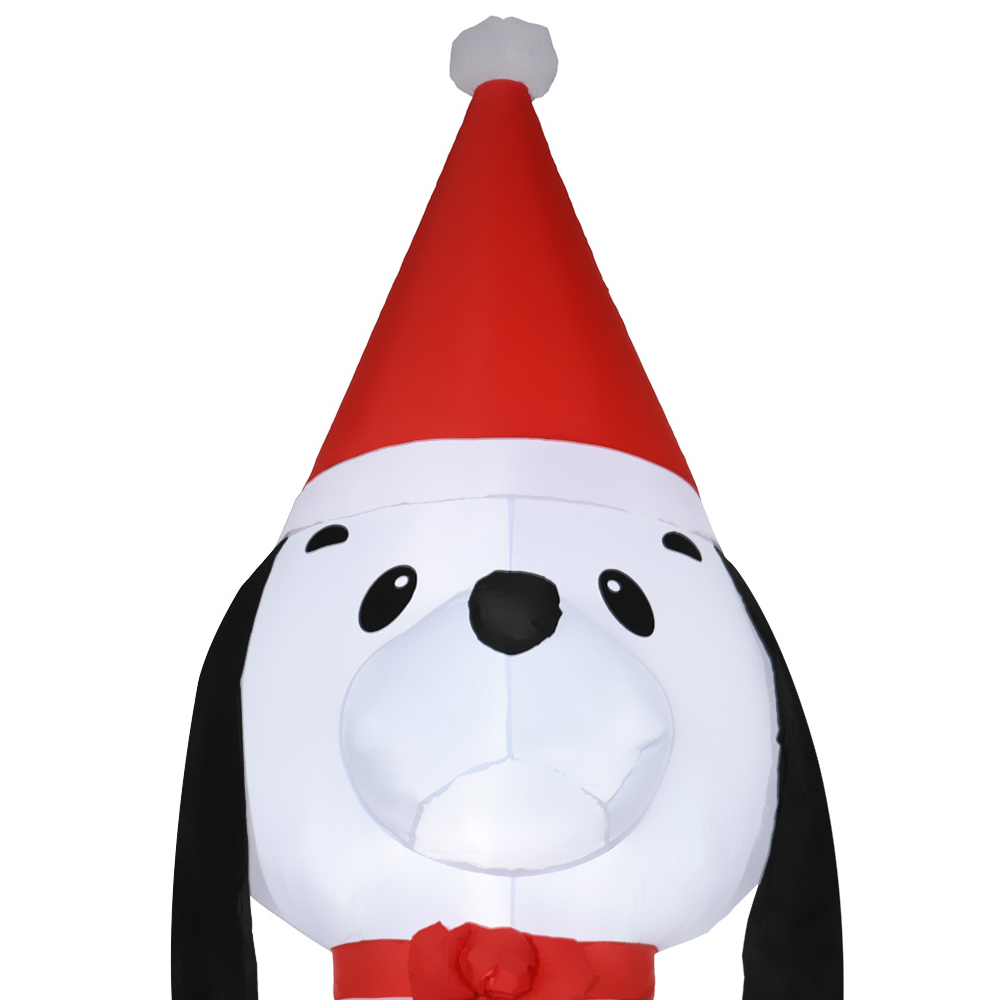 Everglow LED Inflatable Christmas Puppy with Santa Hat Decoration 5.9ft Image 3