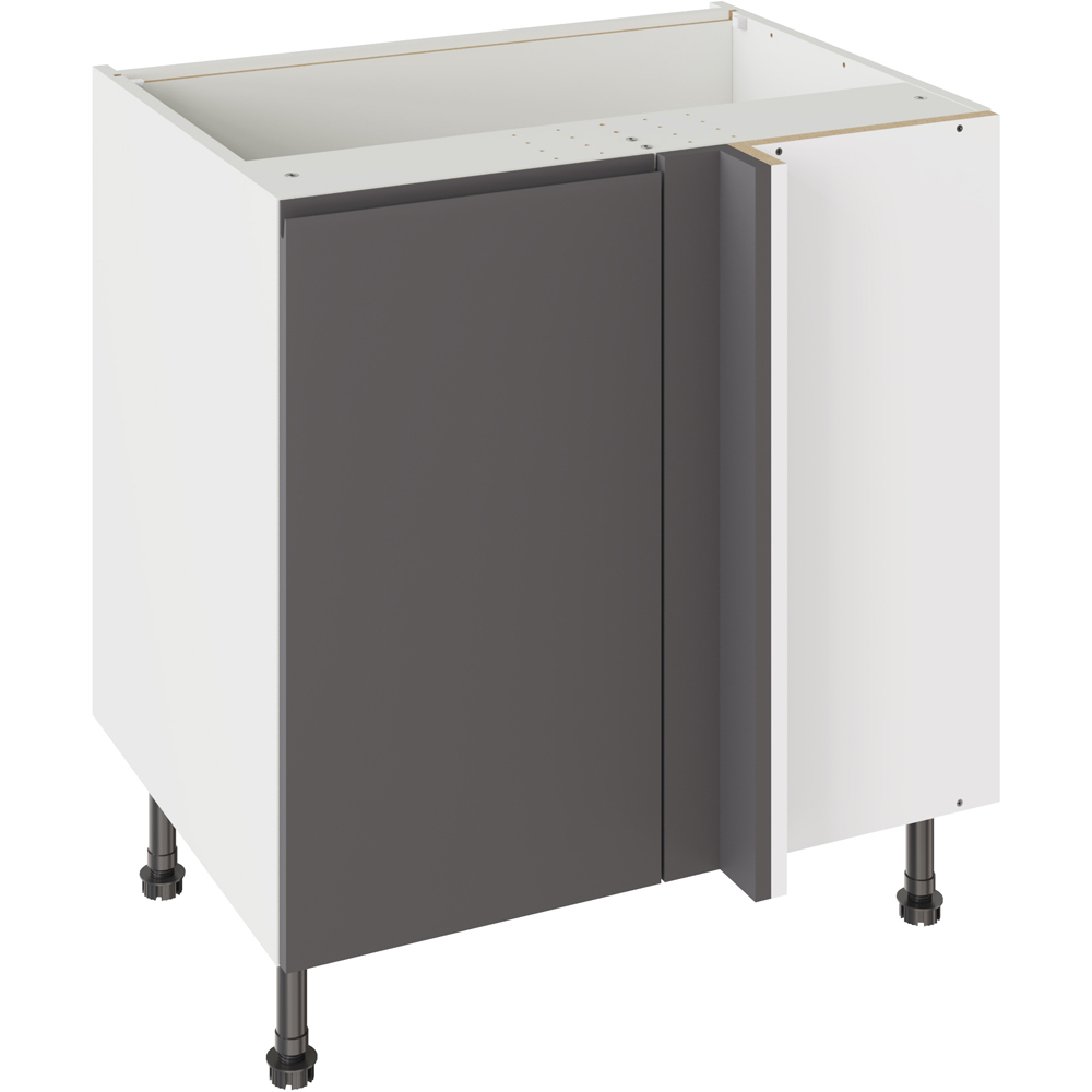 Kitchen Kit J-Pull Gloss Graphite Blind Corner Base Kitchen Cabinet Flatpack 800mm Image 1