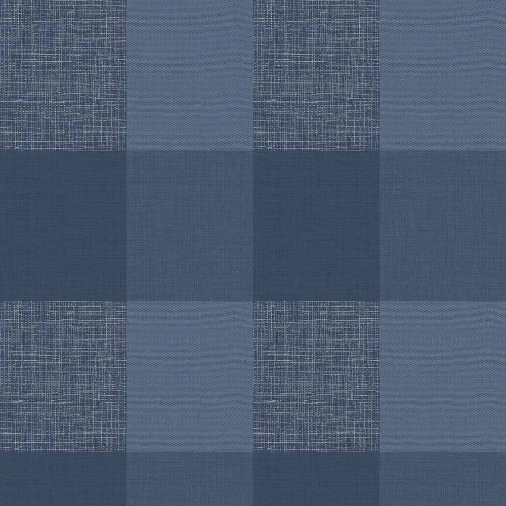 Muriva Opulent Check Blue Wallpaper Image 1