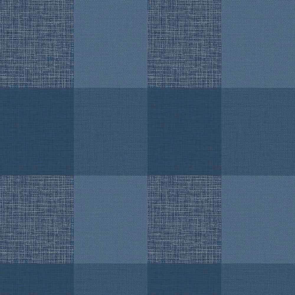 Muriva Opulent Check Blue Wallpaper Image 1