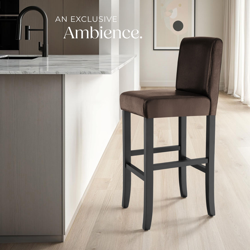 Tectake Brown Leather Padded Bar Stool Image 7