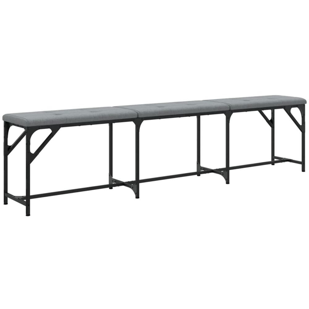 vidaXL 3 Seater Light Grey Steel and Fabric Dining Bench Image 2