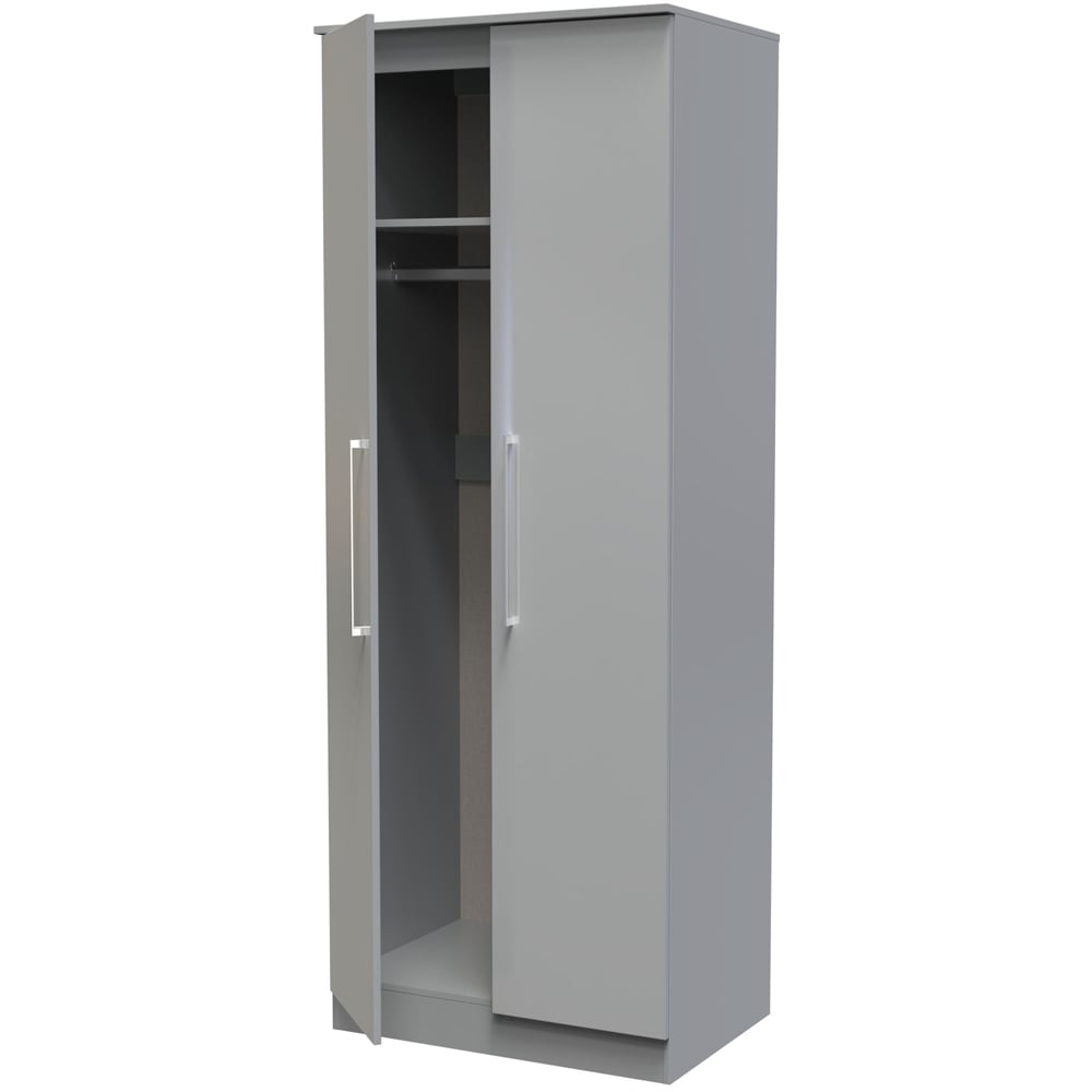 Crowndale Worcester 2 Door Uniform Grey and Dusk Grey Wardrobe Ready Assembled Image 4