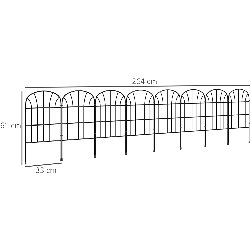 Outsunny Black Picket 2 x 1ft 8 Pack Grid Fence Panel Image 7