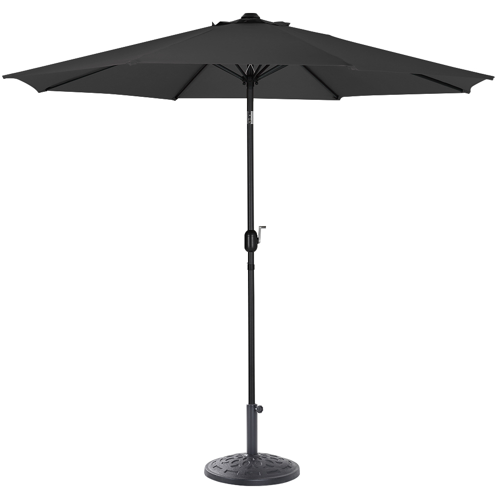 Living and Home Black Round Crank Tilt Parasol with Round Base 3m Image 4