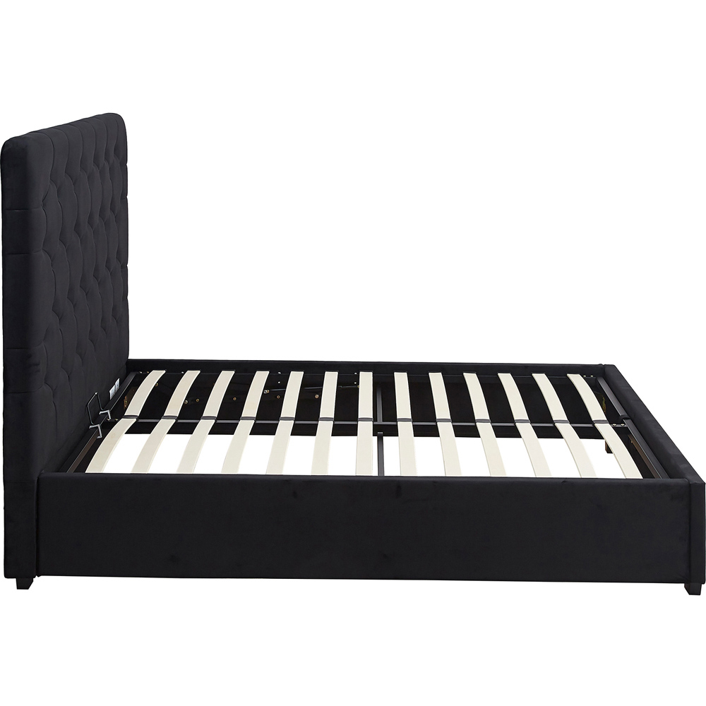 Seconique Madison Double Black Velvet Fabric Gas Lift Ottoman Bed Frame Image 5