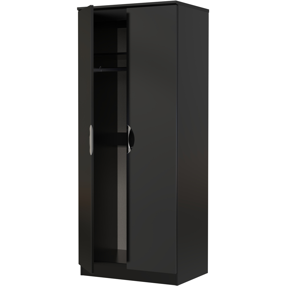 Crowndale Camden 2 Door Black Gloss and Black Wardrobe Ready Assembled Image 4