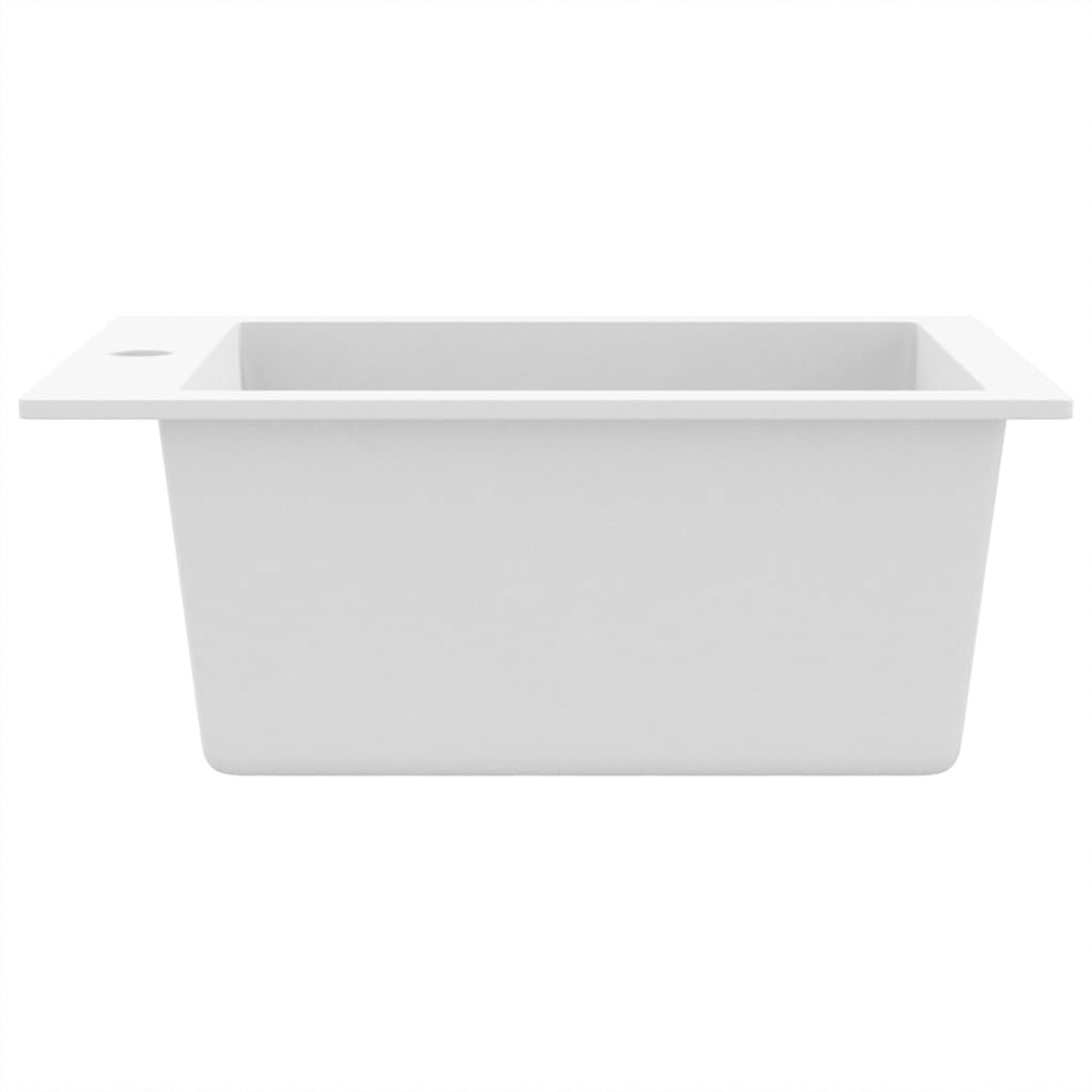 vidaXL White Granite Single Basin Overmount Kitchen Sink 350 x 390 x 195mm Image 5