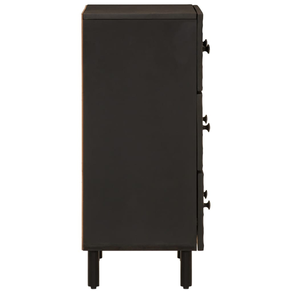 vidaXL 3 Drawer Black Solid Mango Wood Side Cabinet Image 5