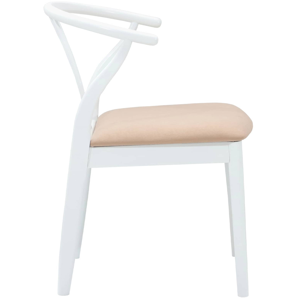 vidaXL Set of 2 White and Brown Rubberwood Curved Vintage Dining Chairs Image 6