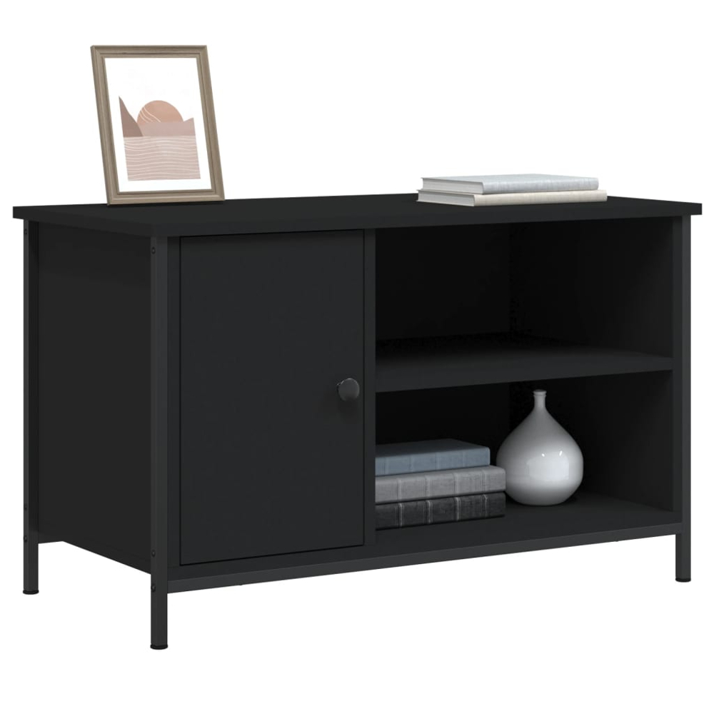 vidaXL Single Door 2 Shelf Black TV Cabinet Image 3