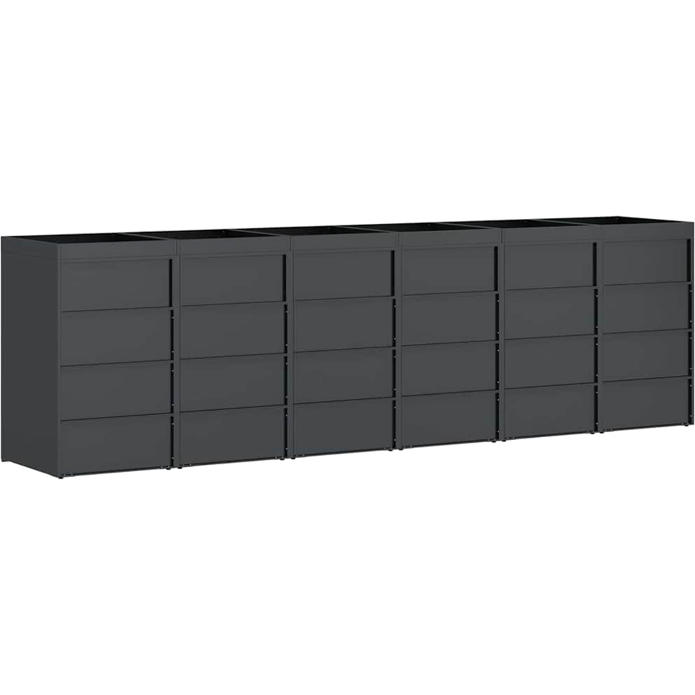 vidaXL Anthracite 6 Wheelie Bin Storage Shed with Stainless Steel Door and Planter Roof Image 4