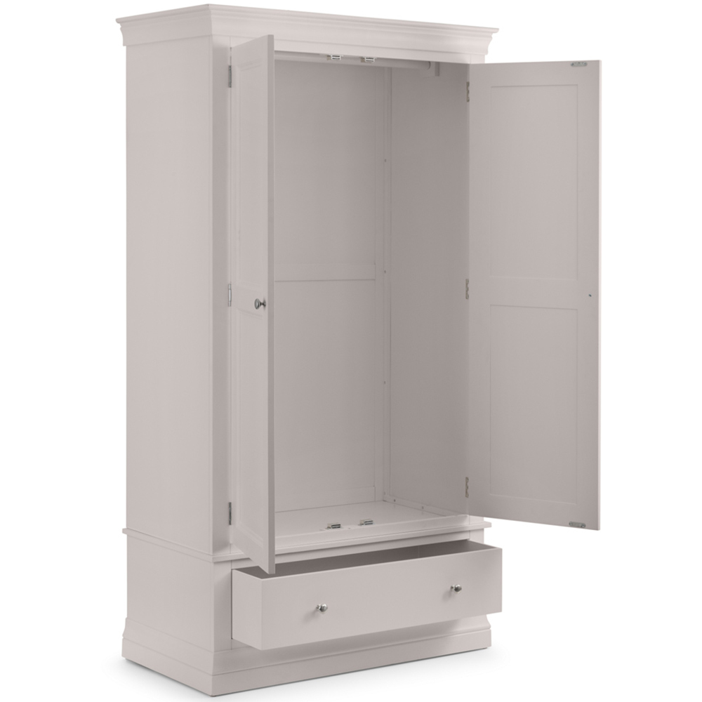 Julian Bowen Clermont 2 Door Single Drawer Light Grey Wardrobe Image 4