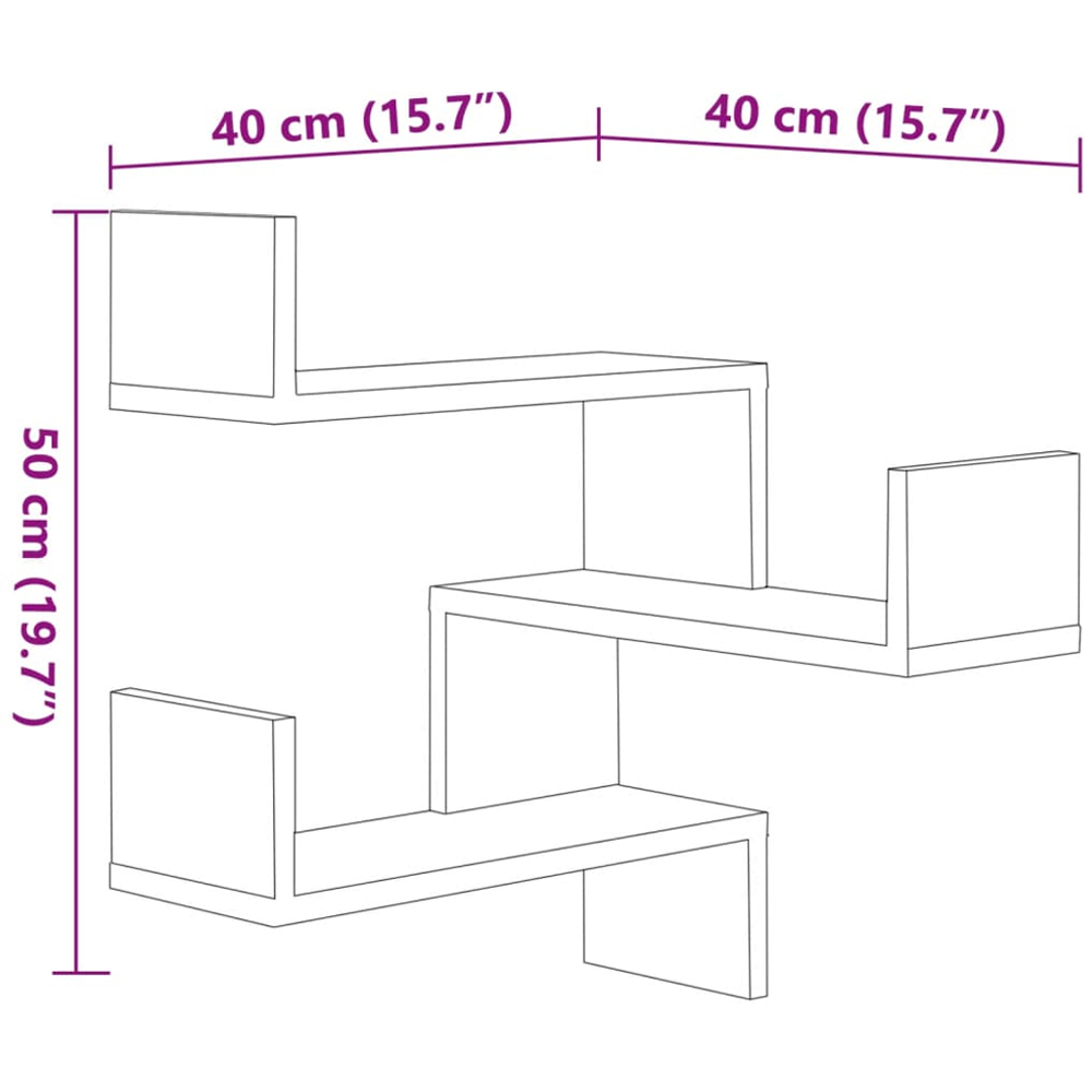 vidaXL 3-Tier Brown Corner Wall Shelf 2 Pack Image 7