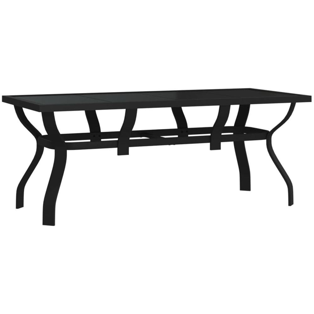 vidaXL 6 Seater Metal Rectangular Garden Dining Table Black Image 2