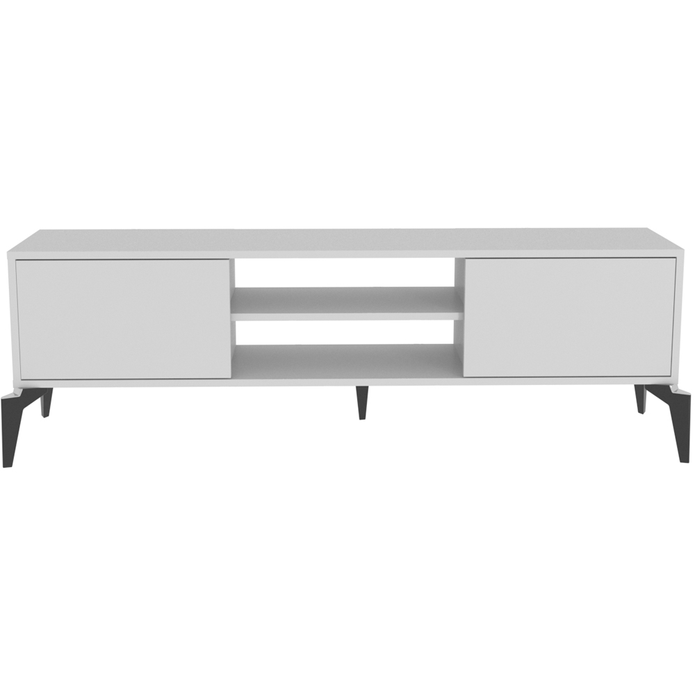 Decorotika Lojo 2 Door 2 Shelf White TV Stand for 71 inch TV Image 2