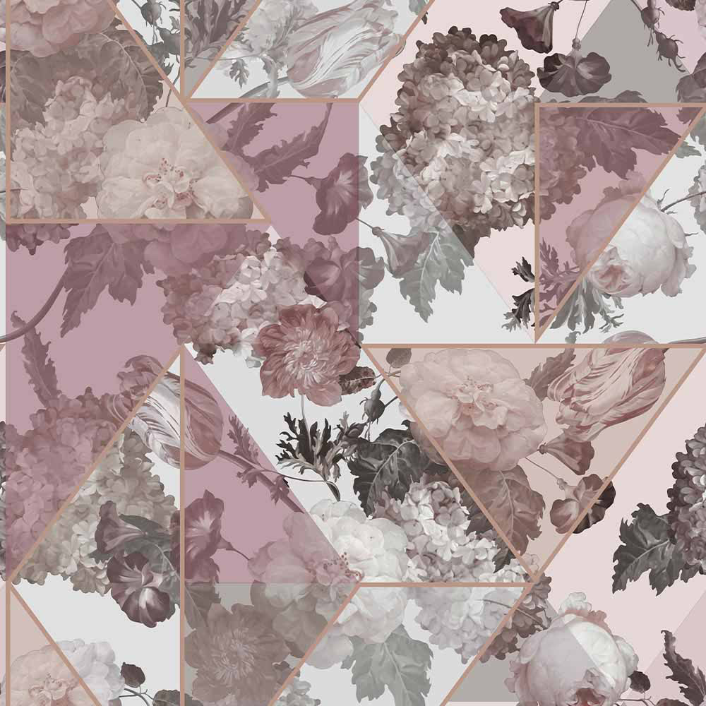Sublime Geo Floral Pink and Grey Wallpaper Image 1