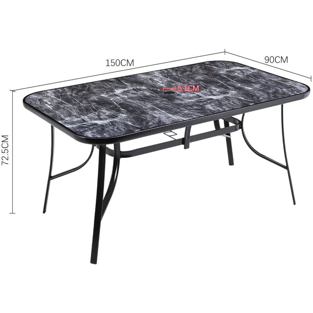 Living and Home Black Tempered Glass Rectangle Marble Coffee Table Image 9