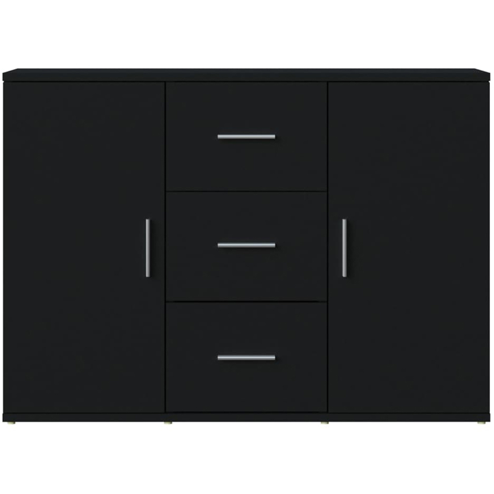 vidaXL 2 Door 3 Drawer Black Wooden Sideboard Image 3