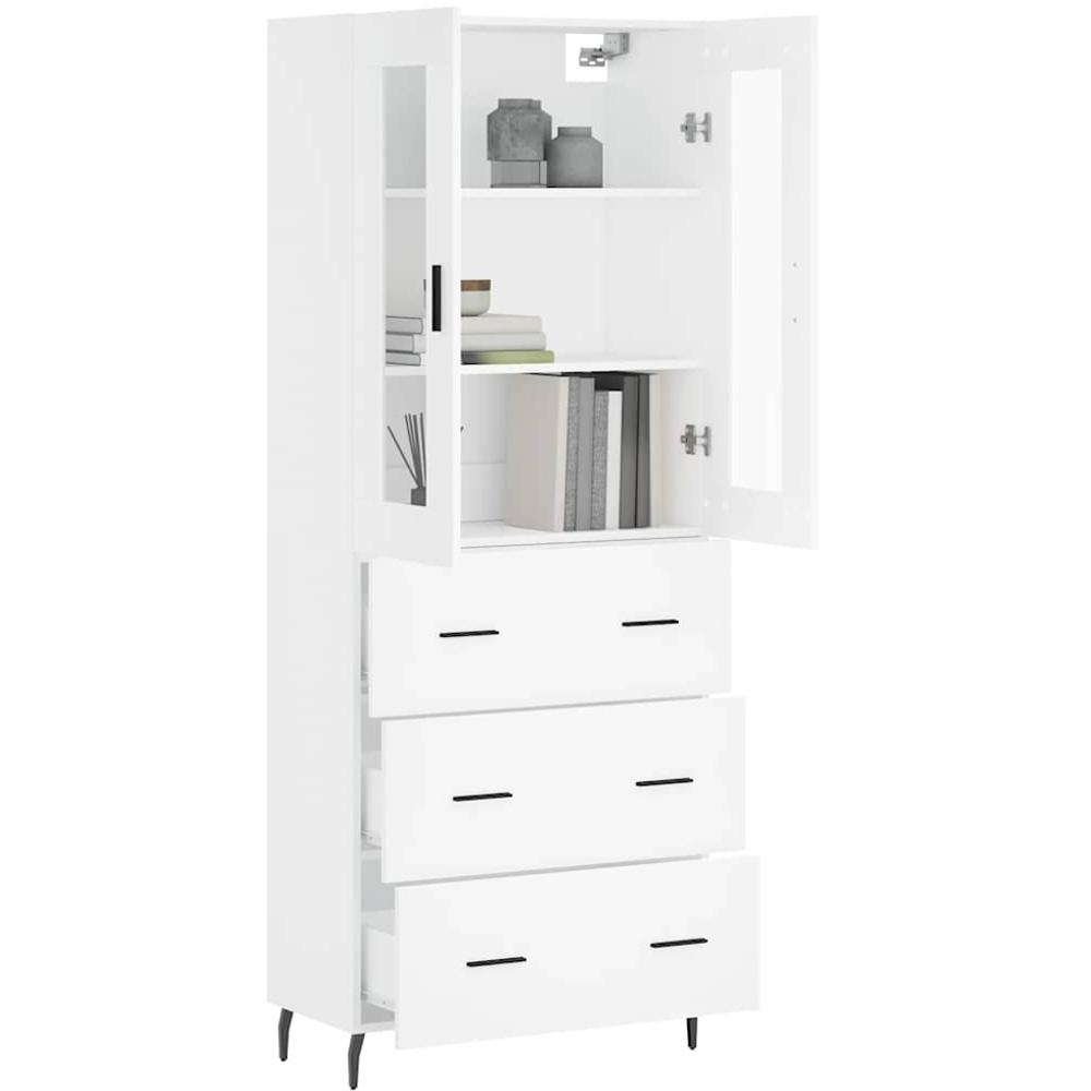 vidaXL 2 Door 3 Drawer 3 Shelf White Highboard Image 3