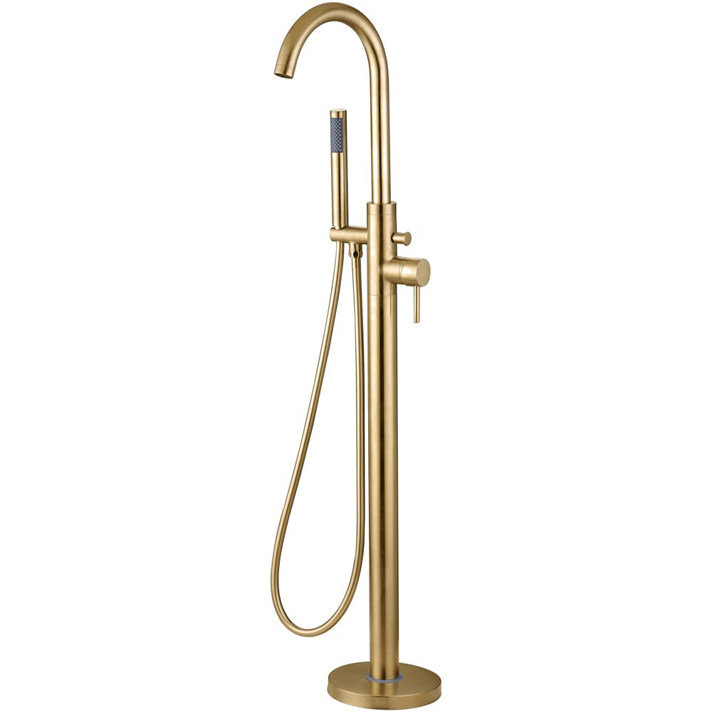 Bathstore Newton Brushed Brass Floor Standing Bath Shower Mixer Image 1