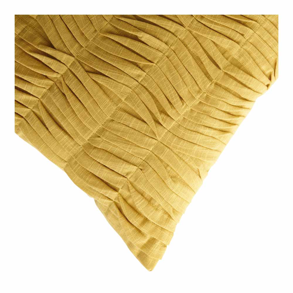 Wilko Pleated Cushion Mustard 43 x 43cm Wilko
