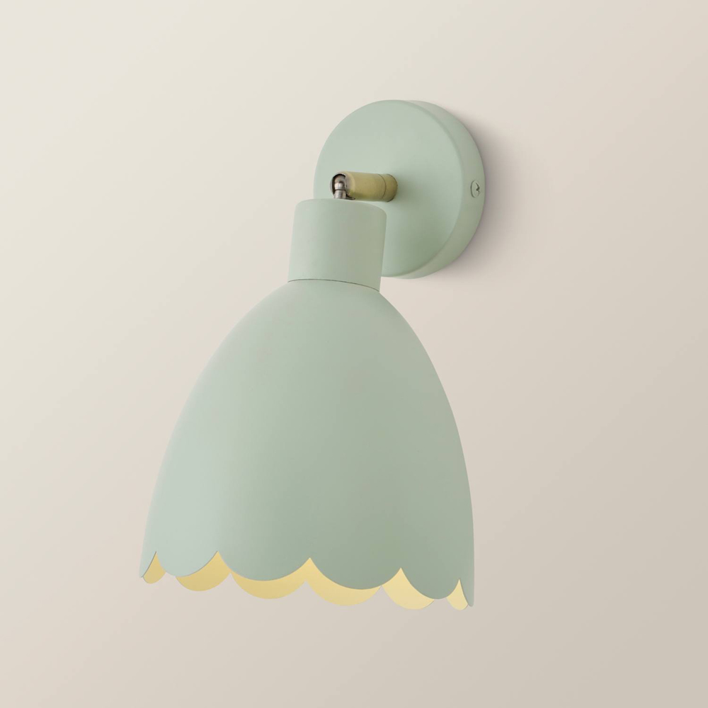 ValueLights Millie Sage Green Scallop Shade Adjustable Wall Light with Bulb 2 Pack Image 5