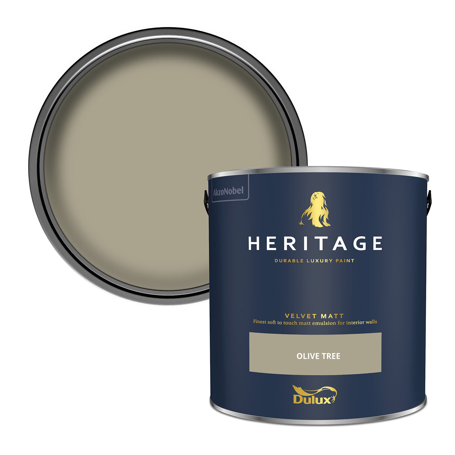 Dulux Heritage Walls and Ceilings Olive Tree Velvet Matt Emulsion Paint 2.5L Image 1