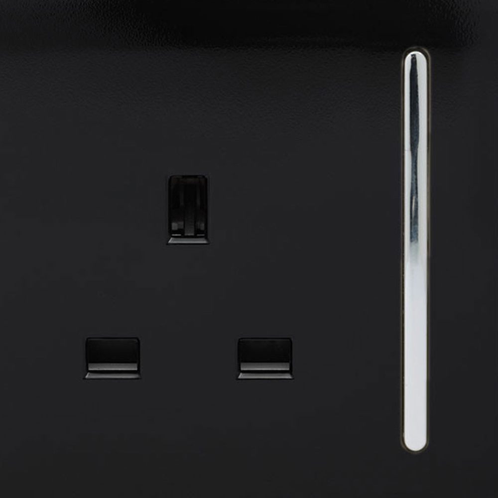Trendi Switch 2 Gang 13amp Piano Black Long Switched Plug Socket Image 2