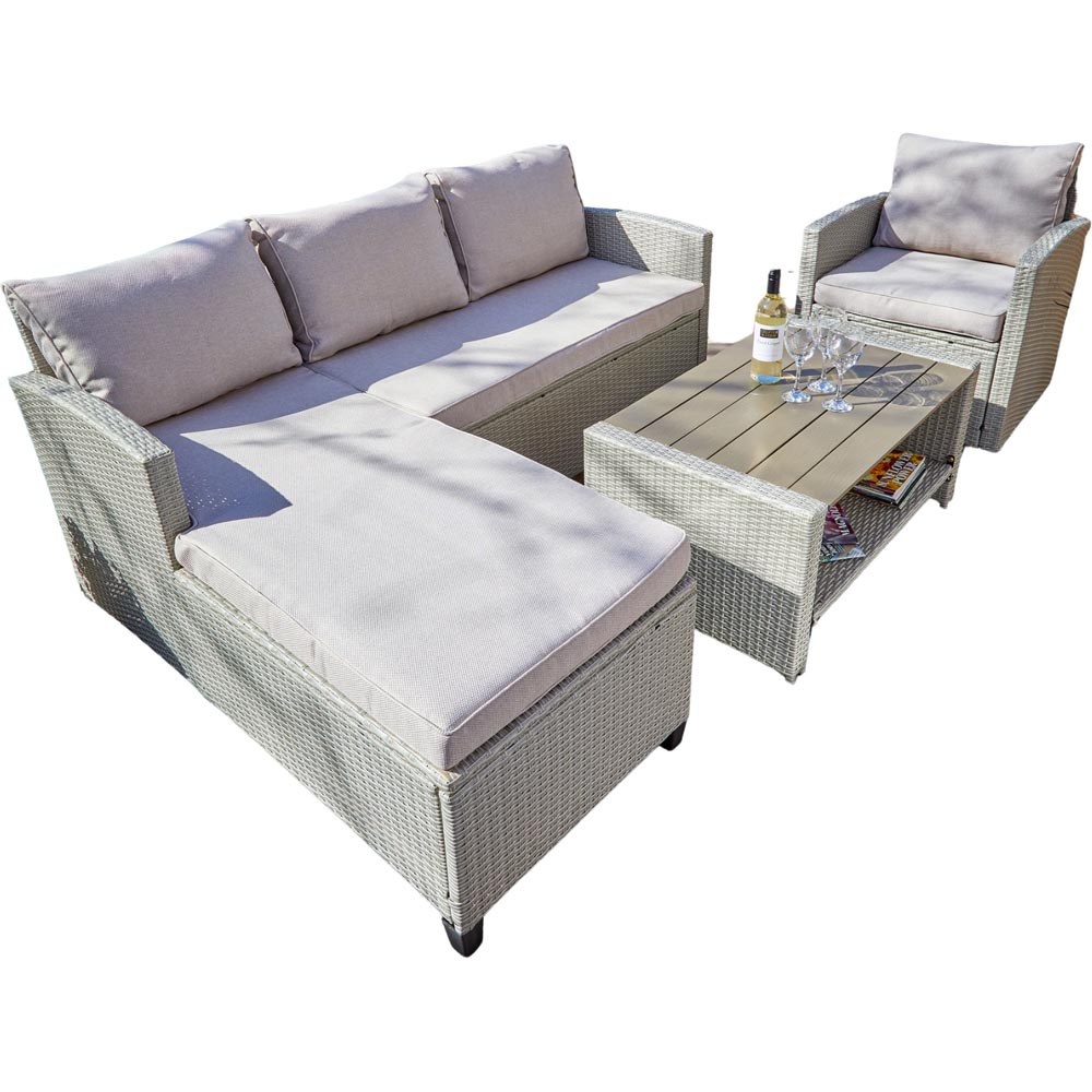 Home Source Trapani 5 Sofa Grey Rattan Outdoor Garden Furniture Sofa Set Image 2