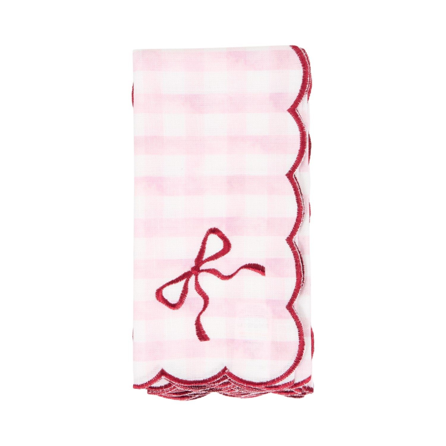 Pack of 4 Embroidered Bow Napkins Pink Image 2