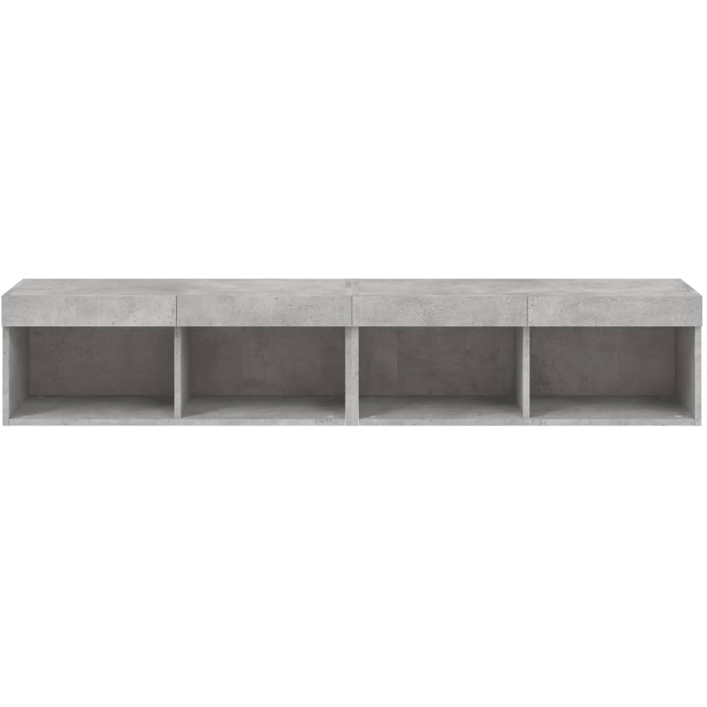vidaXL 2 Shelf Concrete Grey TV Cabinet with LED Lights Set of 2 Image 5