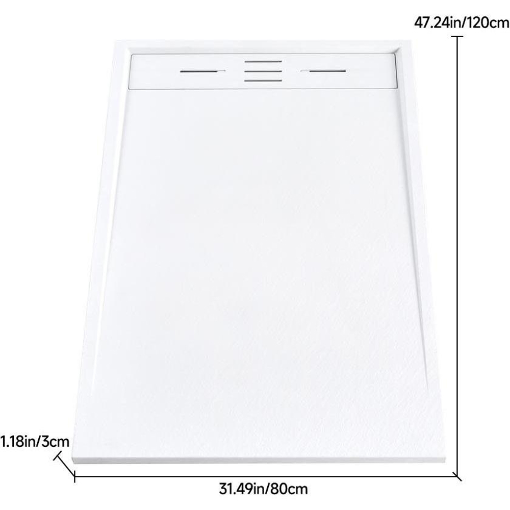 H&O Direct White Sleek Rectangular Shower Tray with Drain 120cm Image 4