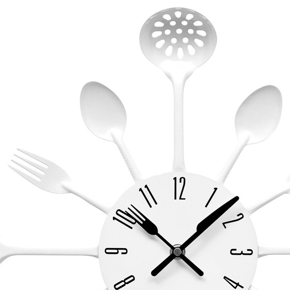 Premier Housewares White Cutlery Metal Wall Clock Image 3