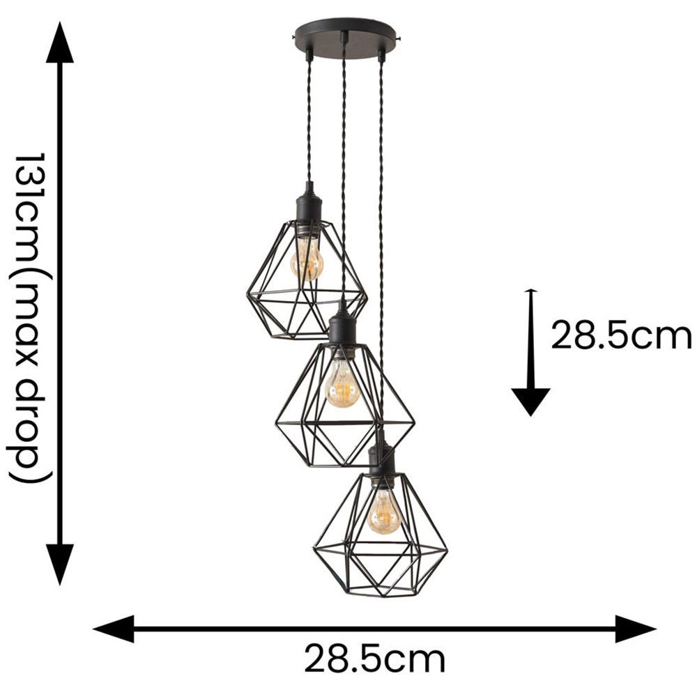 ValueLights Diablo Geometric 3 Drop Cluster Matte Black Ceiling LED Pendant Light Image 4