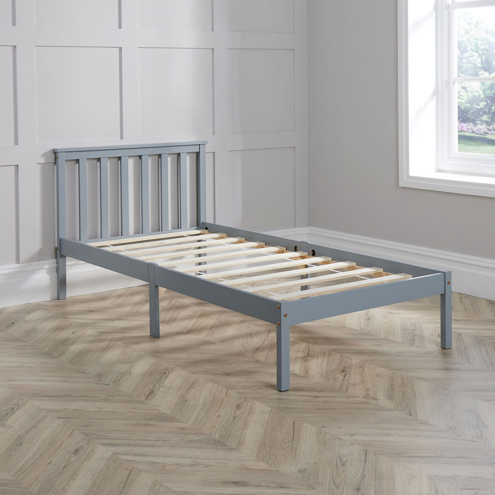 Home Source Florida Single Grey Low End Wooden Bed Image 7