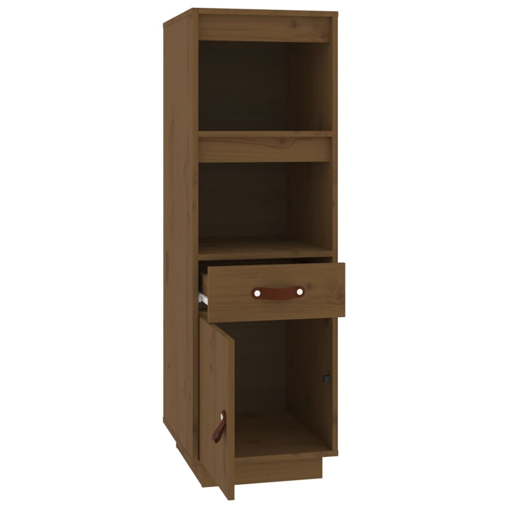 vidaXL Single Door Single Drawer 2 Shelf Honey Brown Solid Pine Wood Highboard Image 5