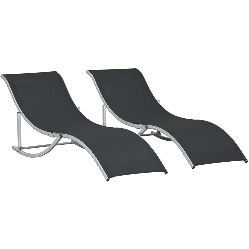 Outsunny Set of 2 Dark Grey S shaped Foldable Sun Lounger Image 2