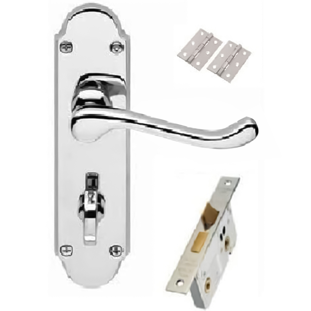 Golden Grace Chrome Victorian Epsom Scroll Bathroom Door Handle 170 x 40mm Image 1