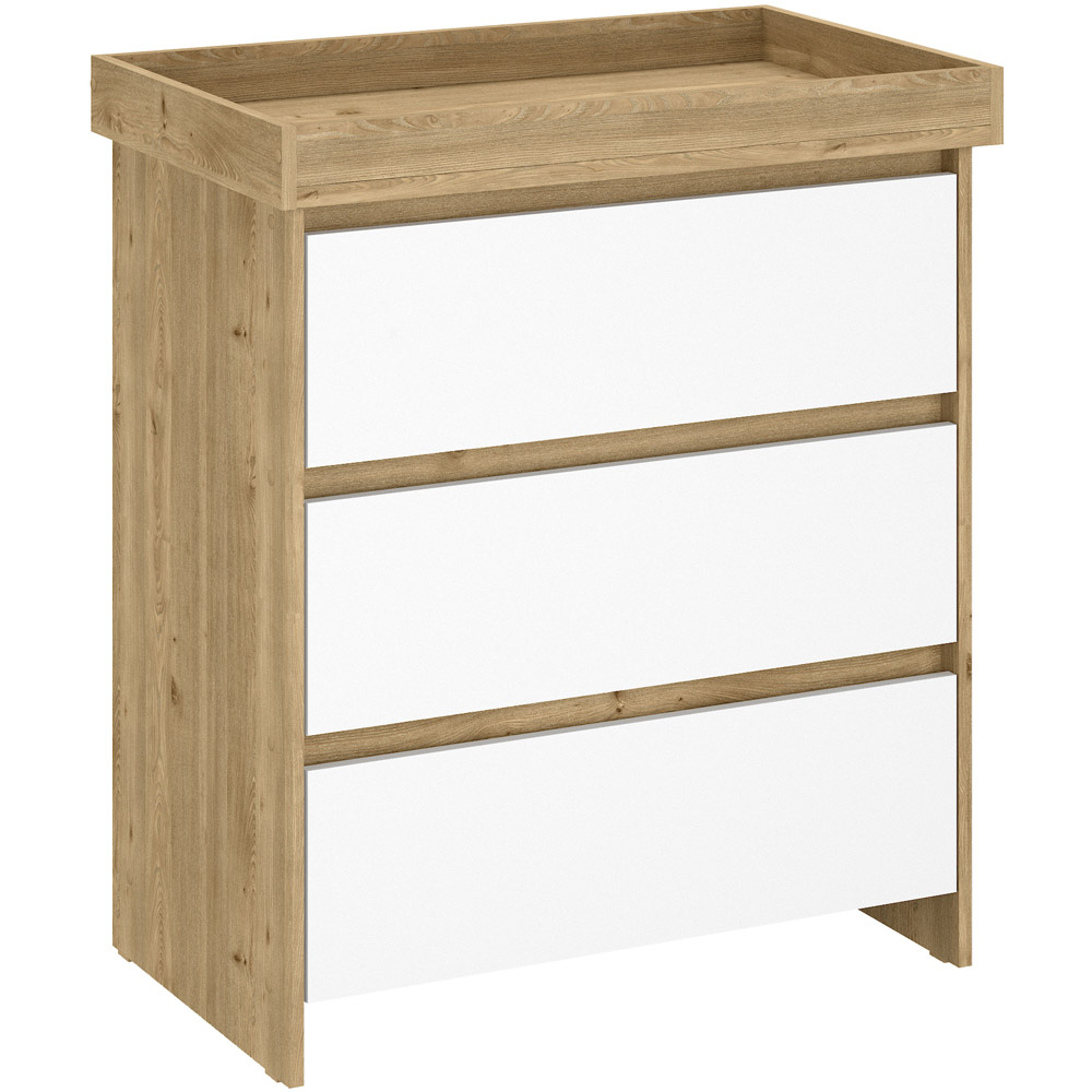 Kudl 3 Drawer White and Oak Baby Changing Table Image 2