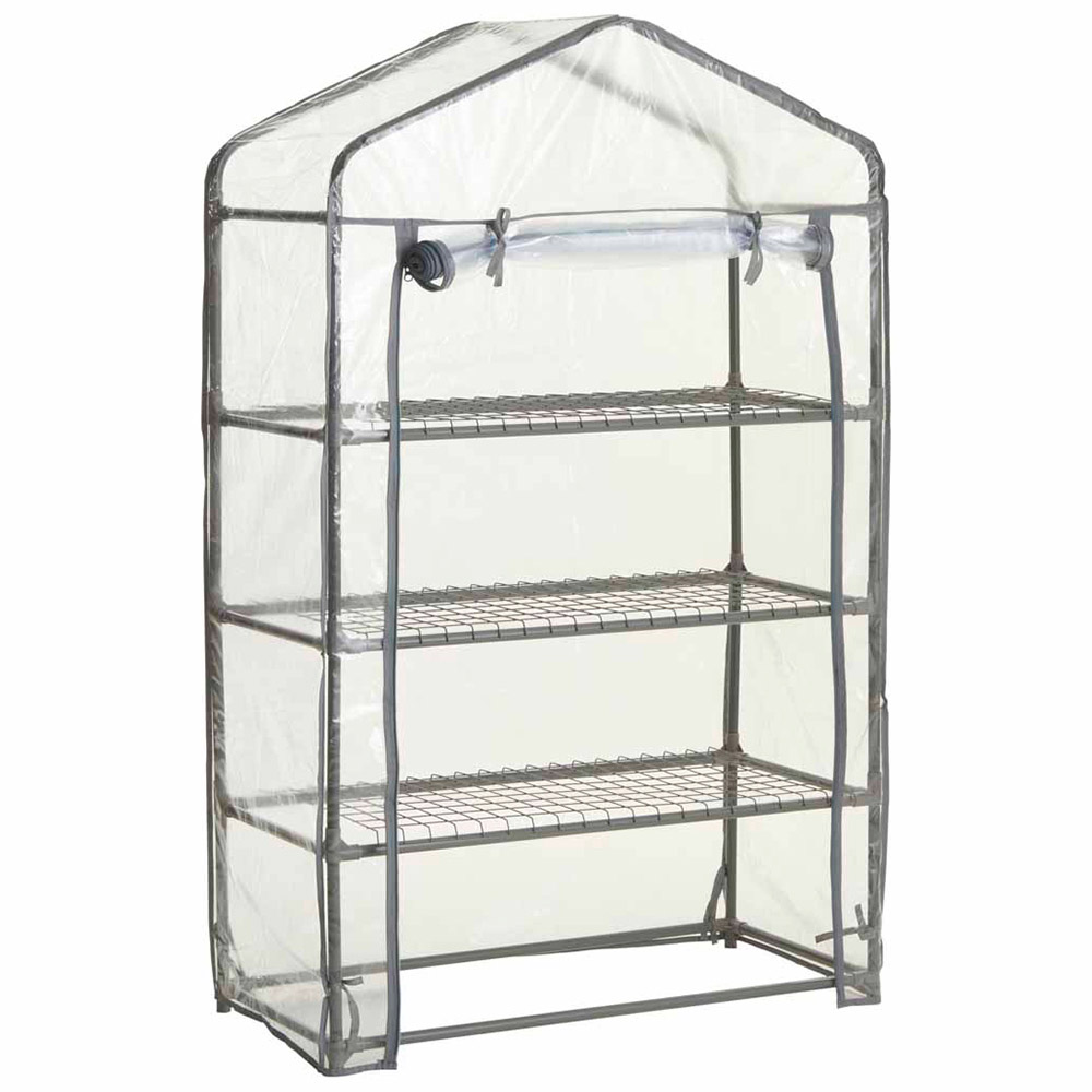 Wilko Wide Mini Greenhouse with 3 Metal Shelves and PVC Cover Image 1