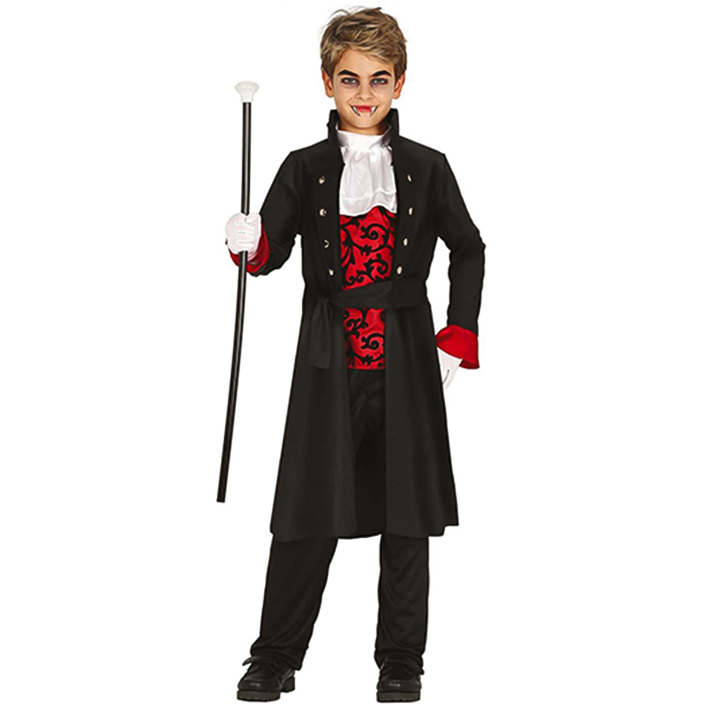 Fiestas Guirca Vampire Kids Black and Red Polyester Halloween Costume 7 to 9 Years Image 1
