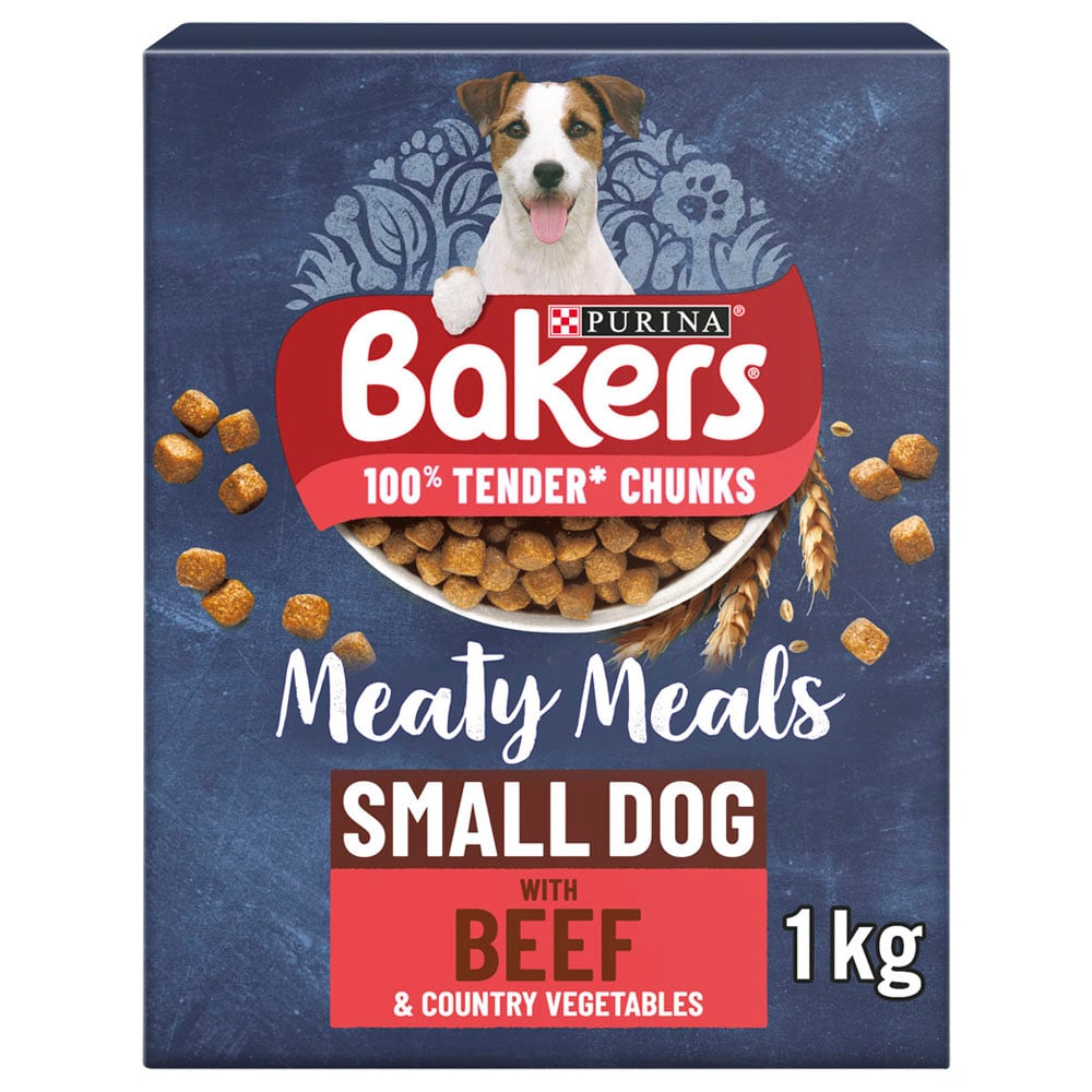 Purina Bakers Beef Meaty Meals Adult Small Dry Dog Food Case of 5 x 1kg Image 2