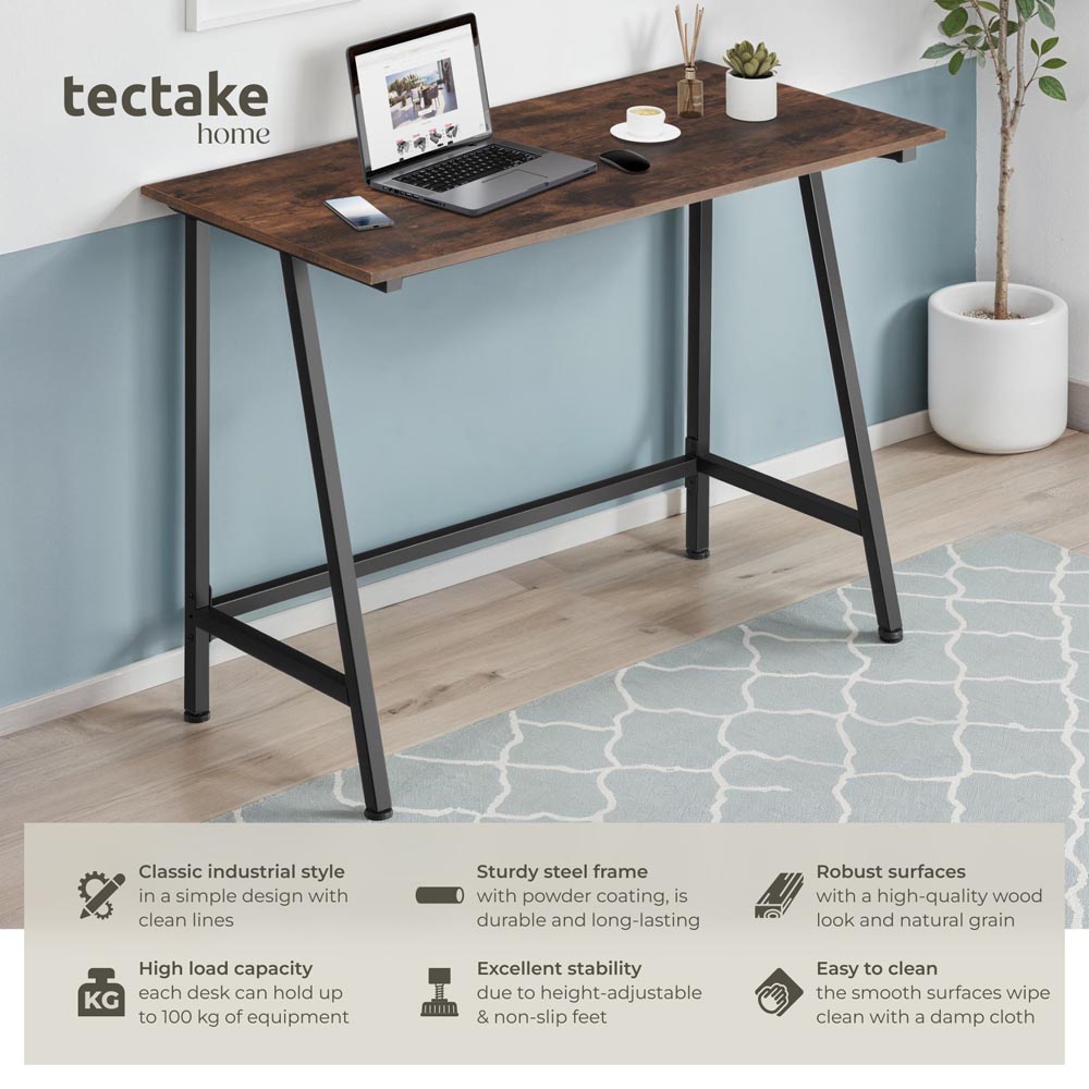 tectake Newton Industrial Dark Wood Desk Image 6