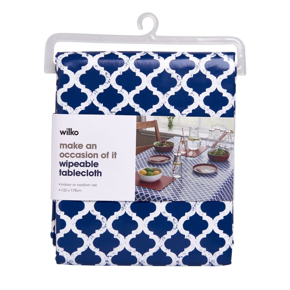 Wilko PVC Fusion Blue Tablecloth 132 x 178cm Wilko