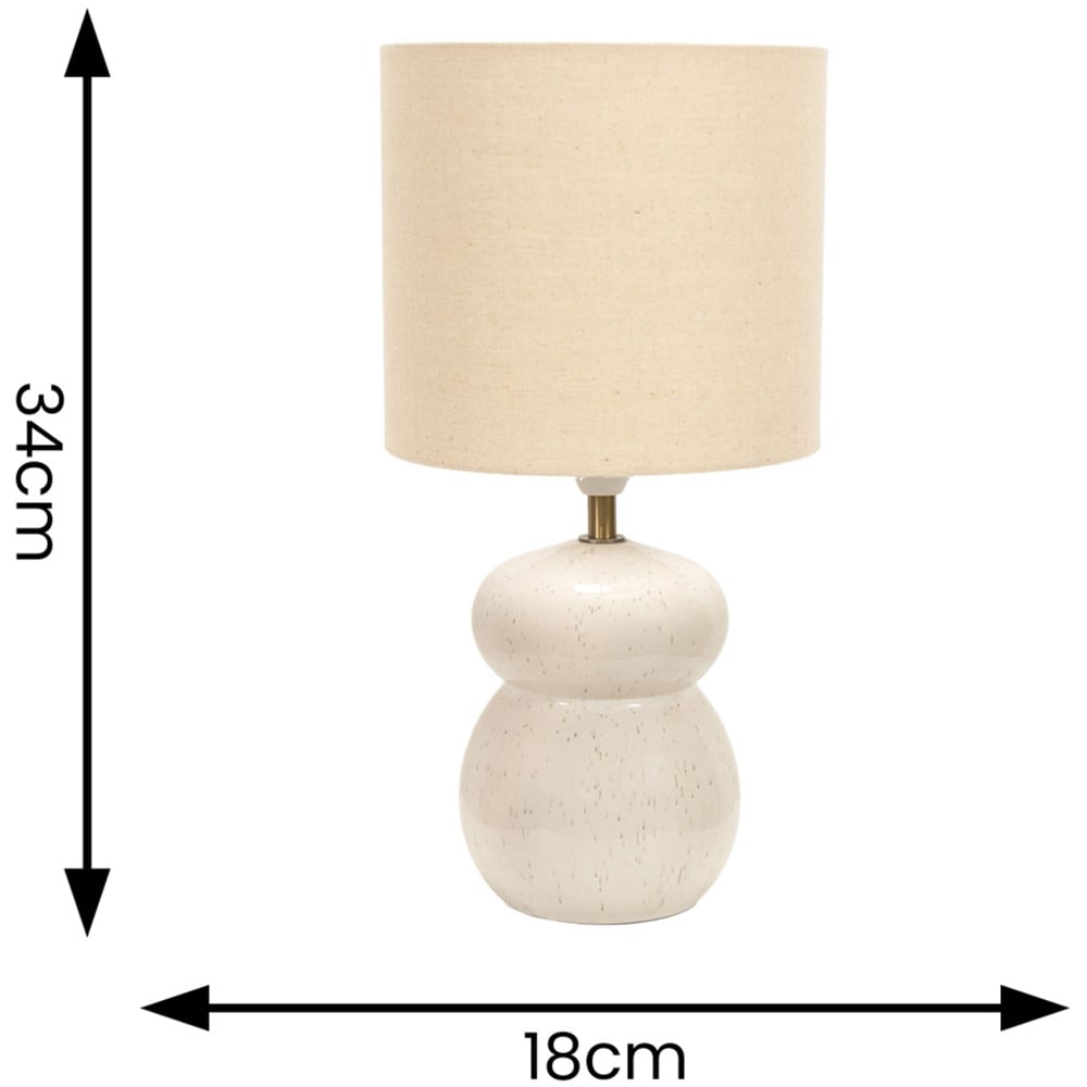 ValueLights Kendal Natural Linen Drum Shade Beige Glazed Ceramic LED Table Lamp Image 4