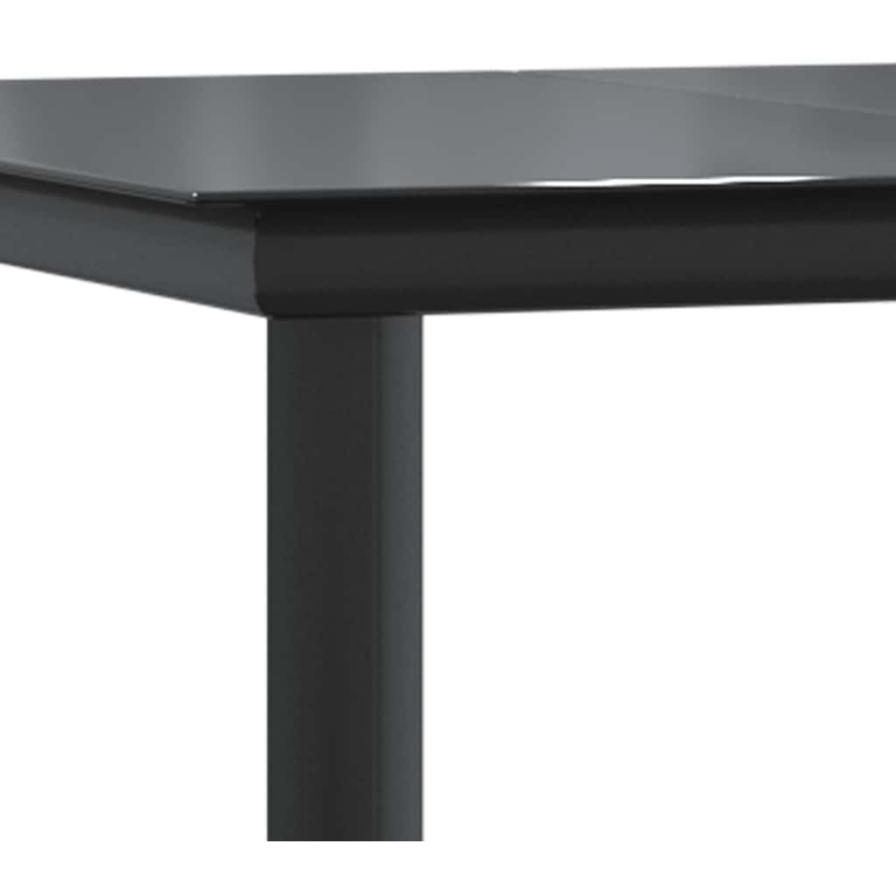 vidaXL 6 Seater Black Steel and Tempered Glass Dining Table Image 9