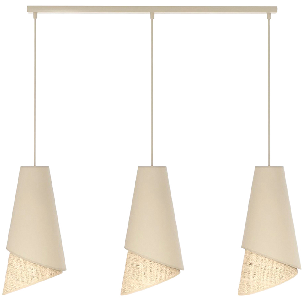 Emibig Moda 3 Light Beige and Rattan E27 Ceiling Pendant Light Image 1
